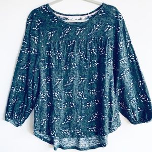 Boden Forest Green Floral Flowy Cotton Top L
